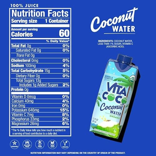 Vita Coco Coconut Water, Pure Organic | Refreshing Coconut Taste | Natural Electrolytes | Vital Nutrients | 11.1 Oz (Pack Of 12) thumbnail 2