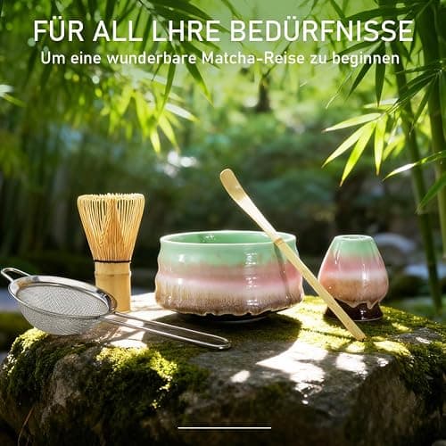 5-teiliges Matcha-Set,Matcha-Tee-Set, Matcha-Besen-Set – Perfekt für Einsteiger. Stylisches Matcha-Set mit Matcha-Besen, Matcha-Filtersieb und Matcha-Schale. Neue Farbgestaltung 2025. thumbnail 3