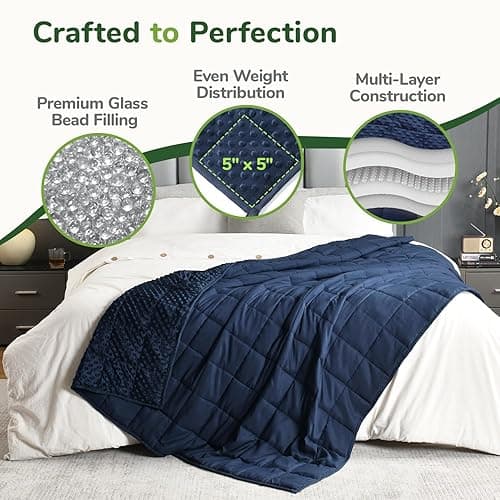 Sivio Weighted Blankets for Adults (20 lbs, 60" x 80", Navy Blue) Soft Minky Heavy Blanket for Sleeping Perfect for 140-220lbs, Queen Size Breathable Cooling Weighted Throw Blanket thumbnail 7