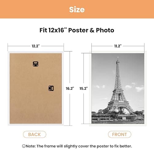 upsimples 12x16 Picture Frame White 3 Pack, Scratch-Proof Poster Frames 12 x 16 for Photo Gallery - Slide-In Strips, Horizontal or Vertical Wall Mounting thumbnail 3