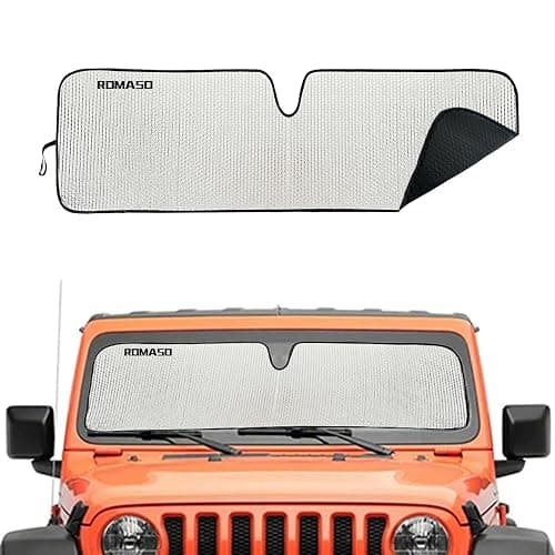 Windshield Sun Shade for Jeep,Windshield Sunshade for Wrangler TJ JK JL1997-2024,Sun Shade Windshield Cover for Jeep,UV Ray & Heat Block Windshield Shades - Image 1