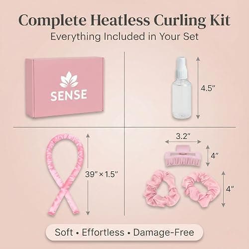 Heatless Curls Overnight Kit, 39" Satin Curling Rod – Frizz-Free No-Heat Waves for Long Hair, Comfortable to Sleep In, Includes 2 Scrunchies & Claw Clip (Pink) thumbnail 5
