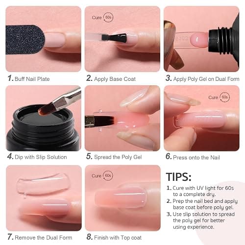 GAOY Poly Gel Nail Kit with U V Light, 6 Pcs Builder Gel Extension Kit for Beginners with Everything Nail Art DIY at Home thumbnail 6