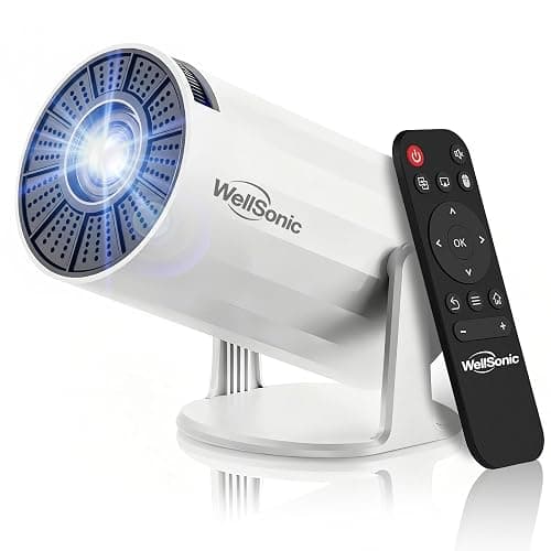 WellSonic Mini Portable Projector Support 4K, 200 Ansi Outdoor & Home Movie Projector with WIFI and Bluetooth, Automatic Keystone Correction, 180°Rotatable, Compatible with HDMI USB PC Laptop - Image 1
