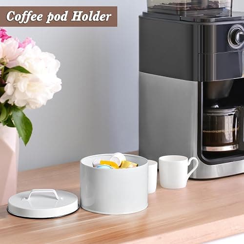 DRASTAR Coffee Filter Holder, Filter Storage with Lid for Counter, Storage Basket Container for Coffee Bar Accessories Decor, White thumbnail 6