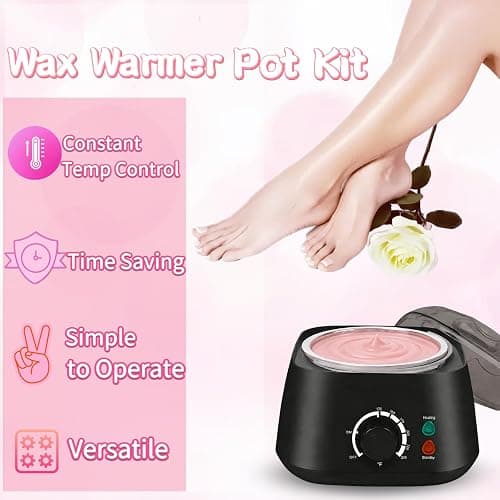 Lrqmte Eyebrow Waxing Kit for Women, 500ml Mini Wax Pot for Men, Full Body Hair Removal, Painless Wax Machine with 4 Packs Hard Beads & Spatulas, Home Use Waxing System for Bikini, Face, Legs thumbnail 5