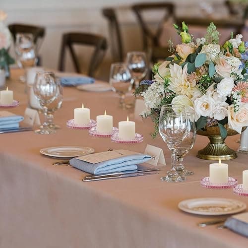Vixdonos 3.8 Inch Glass Pillar Candle Holder Set Pack 2 Gear Round Plate Serrated Candle Stand for Table Centerpieces,Party, Wedding and Home Decor thumbnail 5