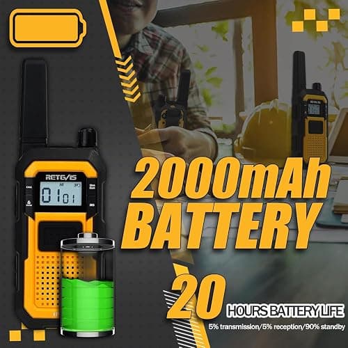 Retevis RB48 Waterproof Walkie Talkies, Heavy Duty Two Way Radio, Advanced Triple Proof, Vibration Call, USB-C, SOS,2000mAh, NOAA, 2 Way Radio(2 Pack) Yellow thumbnail 4