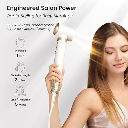 GLAMUP 6-in-1 Extra Long Wrap AirCurler, Hot Air Styler, Fast Drying | 110k RPM High-Speed Motor & Negative Ions, Frizz-Free, No Heat Damage, Volumizer & Straightener for All Types, Travel Pouch thumbnail 10