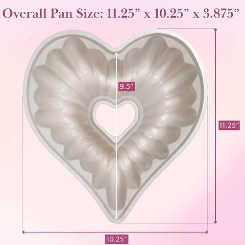 Paris Hilton Heart Shaped Fluted Cake Pan, Cast Aluminum with Clean Ceramic Nonstick Bakeware, Dishwasher Safe, Made without PFAS, PFOA, PFOS & PFTE, 9-Inch, Pink thumbnail 3