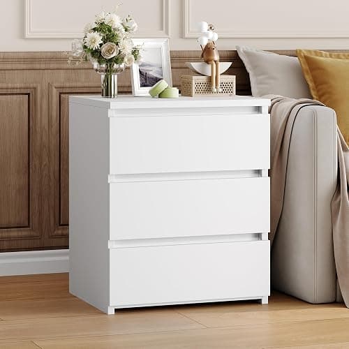 FOTOSOK Nightstands Set of 2 with 3 Drawers, White Nightstand Bedside Table Set of 2 for Bedroom, 17.7W*15D*21.7H Bedroom Night Stands with Cut-Out Handle, Sofa Side End Table for Home Office thumbnail 7