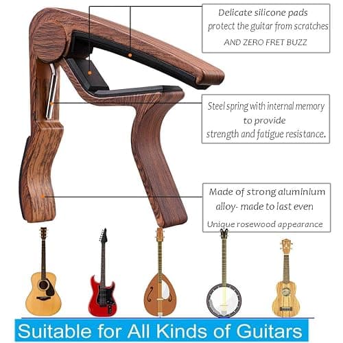 Guitar Capo with Guitar Tuner Clip Guitar Accessoriesor for Acoustic Ukulele thumbnail 3