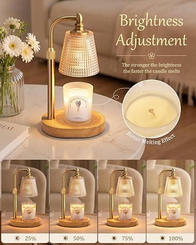 Candle Warmer Lamp with Timer,Birthday Gifts for Women Mom Home Decor | Adjustable Height Dimmable,Office Bedroom Dorm Living Room Decor,House Warming Gifts for New Home,Wax Melt Warmer,Gold thumbnail 2