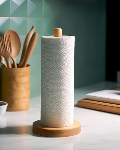 KitchLife Wooden Paper Towel Holder Countertop - Solid Freestanding Paper Towel Dispenser Stand with Anti-Skid Base - Image 1