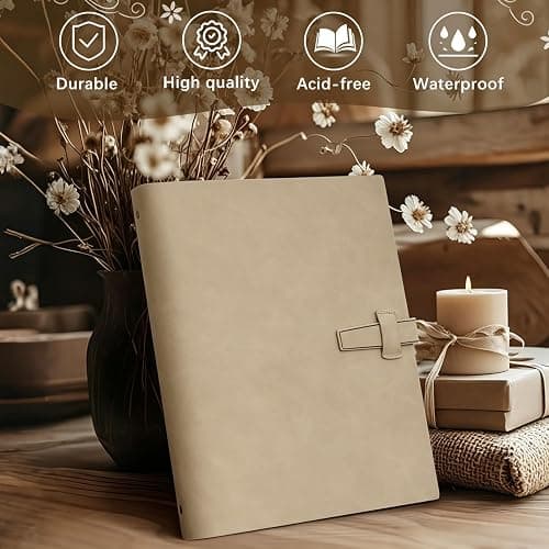 Miaikoe Photo Album 6x4 320 Photos, Leather Cover Album with 20PCS Kraft Writing Paper Scrapbook Holds 320 10x15cm Vertical Photos for Family Wedding Baby Graduation (Beige) thumbnail 4