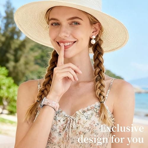Lerobo Floral Band Compatible with Apple Watch Bands for Women 40mm 41mm 38mm 42mm 44mm 45mm 46mm 49mm, Engraved Cute Bow Soft Silicone Sport Strap for iWatch Series 11 10 9 8 7 6 5 4 3 2 1 SE Ultra thumbnail 2