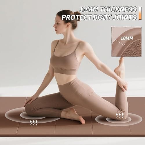 PAIDU Foldable Fitness Yoga Mat | 2/5" (10MM) Extra Thick | SGS Certified Non-Slip TPE | 75x26" Extra Long-Wide | Portable & Easy Store | for Yoga, Pilates, Home Gym & Full-Body Workouts thumbnail 5
