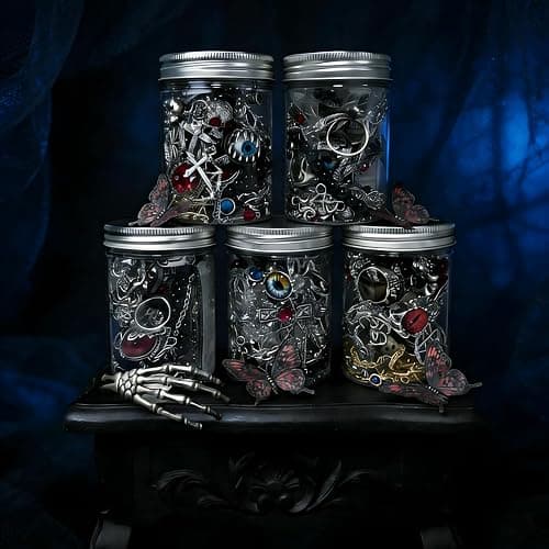 Eichopmen Mystery Jewelry Jar Set 33-35 Pcs Surprise Jewelry Box for Women | Includes Necklaces, Earrings, Rings and Bracelets, Alternative Fashion Romantic Present for Her, Halloween&Christmas day thumbnail 4