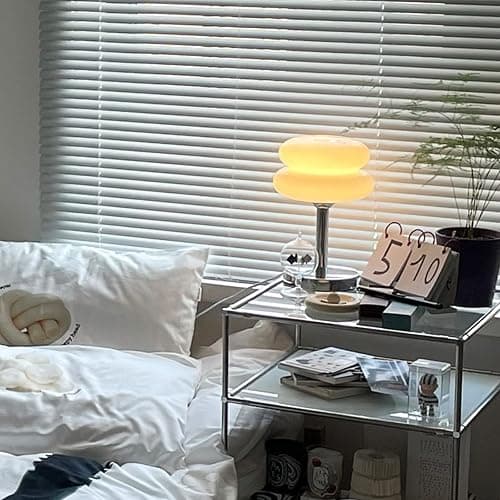 ASMSW Modern Small Table Lamp Dimmable Bedside Lamp 7W Cute Egg Tart Nightstand Lamp Table Light Fixture Simple Style Led Desk Lamp for Bedside Bedroom Living Room thumbnail 3
