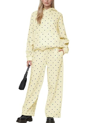 Lauweion Polka Dot Set-Womens Oversized Hoodie and Wide Leg Sweatpants - Image 1