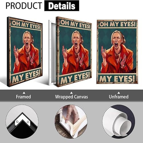 Funny Screaming Woman Quote Wall Art Trendy Oh My Eyes Bathroom Canvas Posters Whimsical Crazy Quirky Humor Prints Painting For Living Room Bathroom Restroom Wall Decor 12x16in Unframed thumbnail 2