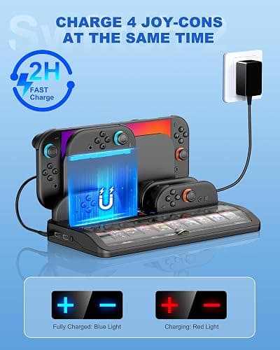 Switch 2 Storage Dock for Nintendo Switch 2 Controllers&Console, [20 Game Card Slots] All-in-one Joy-Con 2 Charging Docks, Controller Organizer Station Accessories for Family&Friends, Multiplayer thumbnail 3