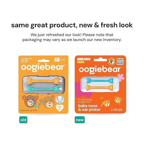 oogiebear - Nose and Ear Gadget. Safe, Easy Nasal Booger and Ear Cleaner for Newborns and Infants. Dual Earwax and Snot Remover. Aspirator Alternative - Two Pack with Case - Orange Seafoam thumbnail 2