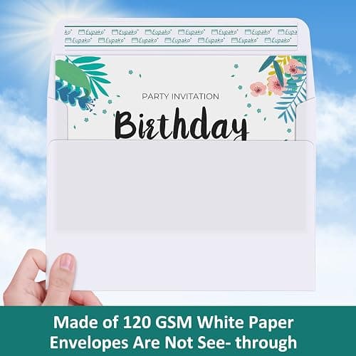 Eupako White Blank Cards and Envelopes 100 Pack - 5x7 Heavyweight Folded Cardstock and A7 Envelopes Self Seal for DIY Greeting Cards, Invitations, Wedding, Baby Shower, Birthday, Thank You Cards thumbnail 4