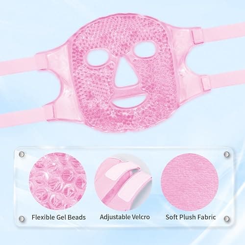 CONBELLA Cold Face Eye Masks Ice Face Mask Hot Cold Compress for Dark Circles, Puffiness, Migraines, Headache, Stress, Redness, Cooling Face Masks for Women Man, Skin Care thumbnail 3
