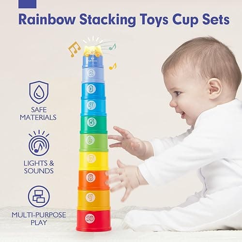 hahaland Stacking Toys for Toddlers 1-3 - Stacking Cups - Toddler Toy Age 1-2 Learning Montessori Toys for 1 Year Old Boy Baby Stacking Cups 12-18 Months thumbnail 3