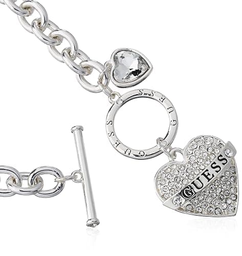 GUESS Women's Toggle Logo Charm Necklace, Silver, One Size thumbnail 2