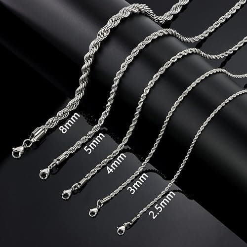 HolyFast Twist Chain Necklace - Stainless Steel Rope Jewelry for Men & Women thumbnail 3