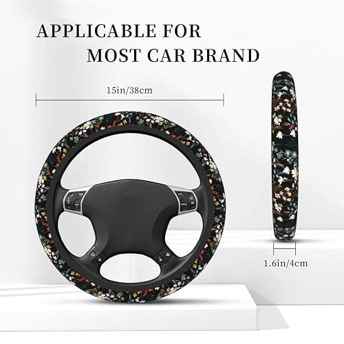 Chic Wildflowers Steering Wheel Cover for Men Women Universal Car Accessories 15 Inch Neoprene Auto Interior Decor thumbnail 2