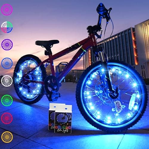 TINANA 2 Tire Pack LED Bike Wheel Lights Ultra Bright Waterproof Bicycle Spoke Lights Cycling Decoration Safety Warning Tire Strip Light for Kids Adults Night Riding - Image 1