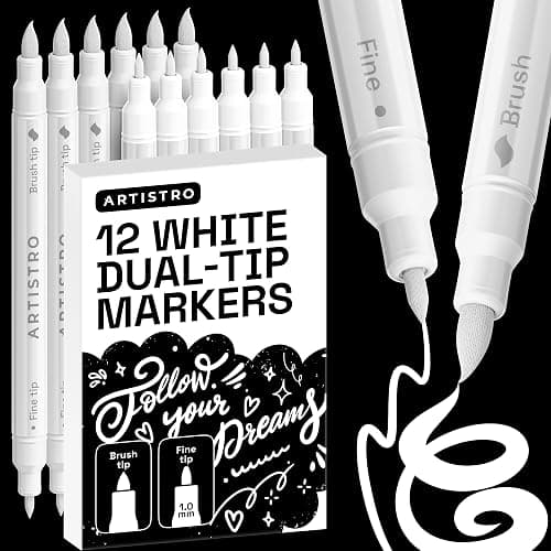 ARTISTRO 12 White Acrylic Paint Markers - Paint Pens for Drawing - For Fabric, Rock, Glass, Wood, Molds - Arts & Crafts Gift for Adults, Teens, Kids, Classroom Must Haves & School Supplies - Image 1