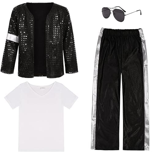 Woaproer Kids 80s 90s Pop Star Costume, Dance Party Outfit, Halloween Costume thumbnail 3