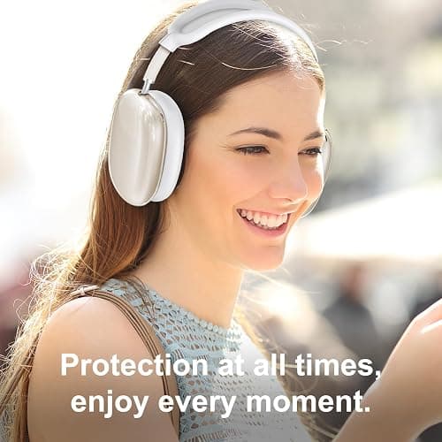 Silicone Case Cover for AirPods Max Headphones, Clear Soft TPU Ear Cups Cover/Ear Pad Case Cover/Headband Cover for AirPods Max (2024/2020),Transparent Accessories for Apple AirPods Max (USB-C), White thumbnail 6