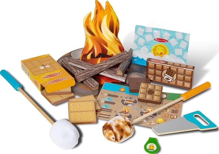 Melissa & Doug Let's Explore Campfire S’mores Set with Toy food & Kids Play Kitchen Accessories, Preschool Learning Toys for Girls & Boys 3+ - Image 1
