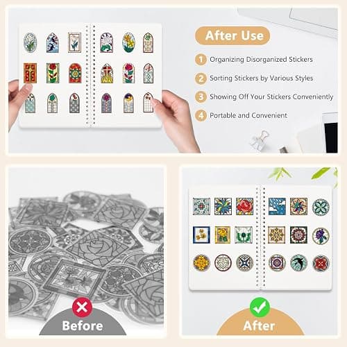 Ruatu 2 Pack Reusable Sticker Book Collecting Album Sticker Storage Organizer Book with 30+30 Sheets Blank Release Paper A5 Stickers Collection Notebook(Black+Clear) thumbnail 4
