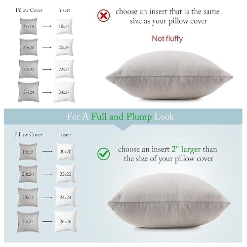 puredown® 18 x 18 Decorative Feather Down Throw Pillow Inserts (Set of 2, White) for Sofa, Couch, Bed, Machine Washable thumbnail 5