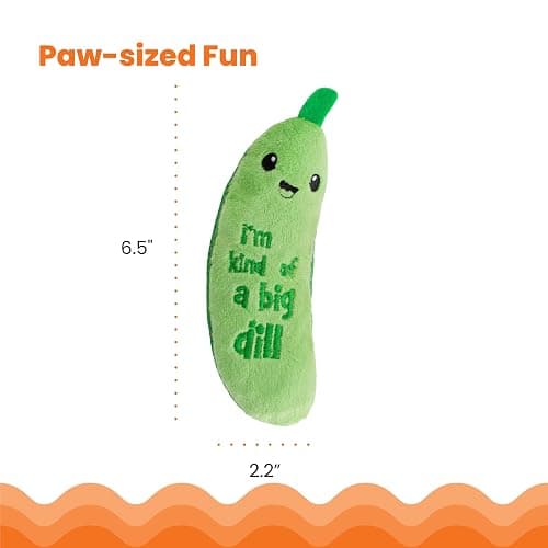 Catstages Crunchy Pickle Kicker Toy with Catnip and Dental Mesh, Pickle Shape, Plush and Crinkle Cat Toy for Kicking, Tossing, and Teeth Cleaning, Green thumbnail 5