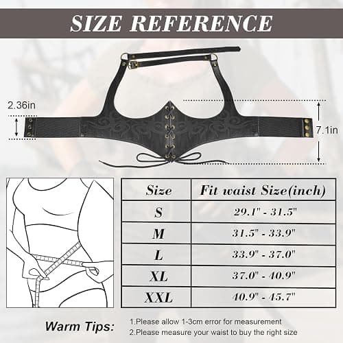 Aprceo Corset Belt for Women, Elastic Waist Lace-up Faux Leather Gothic Costume Waspie Corset Belt for Renaissance Cosplay thumbnail 4