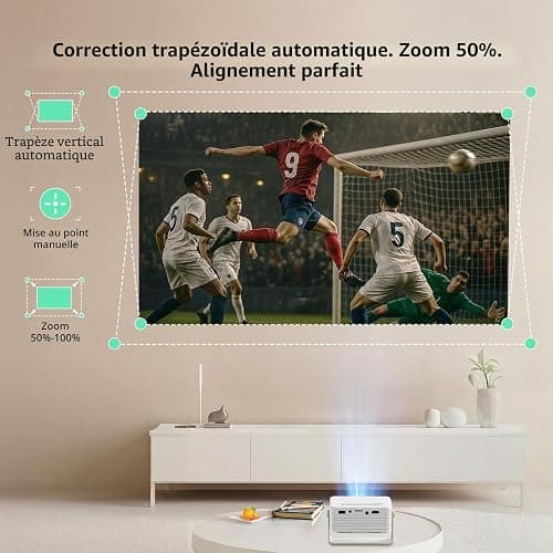 Yoton Mini Projecteur, Videoprojecteur 1080P Full HD Supportée, 200 ANSI, Zoom 50%, 2025 Upgraded Retroprojecteur Portable Compatible avec HDMI USB iOS Android Firestick PS5 | Format compact et léger, Rotation 180°, Zoom 50%, Haut-parleur intégré, Utilisation familiale, Connexion polyvalente thumbnail 5