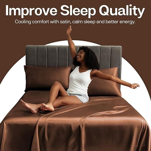 MR&HM Satin Pillowcase for Hair and Skin, Silk Satin Pillowcase 2 Pack, Queen Size Pillow Cases Set of 2, Silky Pillow Cover with Envelope Closure (20x30, Brown) thumbnail 5