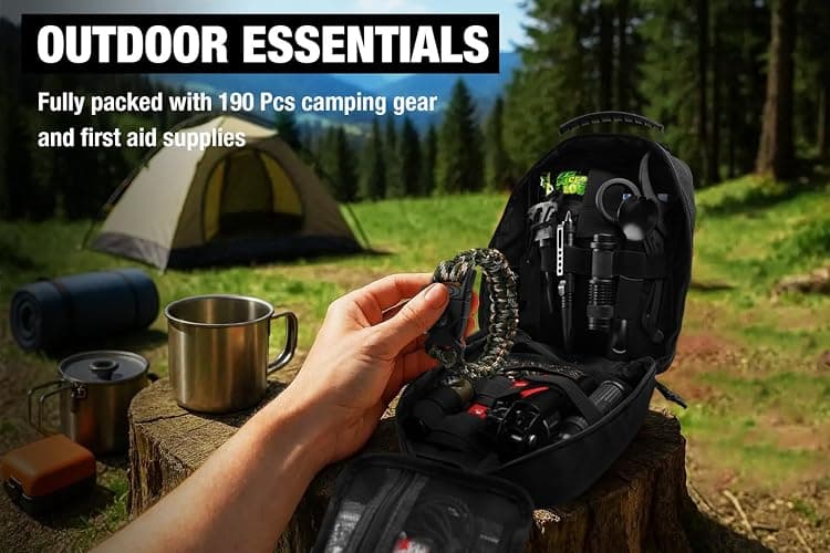 Survival First Aid Kit, 190 Pcs Survival Gear and Medical Supplies, Military IFAK EMT Molle Tactical Pouch for Outdoor, Camping, Hiking, Car, Vehicles and More thumbnail 5