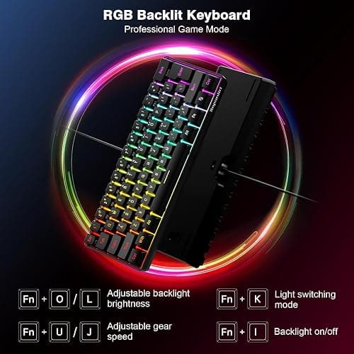 Snpurdiri 60% Wired Gaming Keyboard, RGB Backlit Ultra-Compact Mini Keyboard, Waterproof Small Compact 61 Keys for PC/Mac Gamer, Typist, Travel, Easy to Carry on Business Trip(Black) thumbnail 2