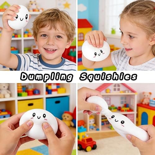 2 Pcs Dumpling Squishy, Mystery Squishy Dumpling Box, Fidget Toys Adults & Teens, Stocking Stuffers, Sensory Stress Ball Squeeze Toys for Stress Relief (greenpurple) thumbnail 5