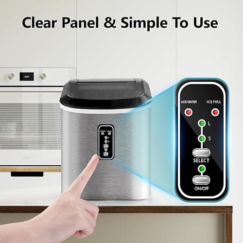 EUHOMY Smart Ice Makers Countertop -26lbs in 24 Hours, 9 Cubes Ready in 8Mins, Self-Cleaning Countertop Ice Maker, Portable Ice Maker with Ice Scoop and Basket, Perfect for Home/Kitchen/Office(Sliver thumbnail 6