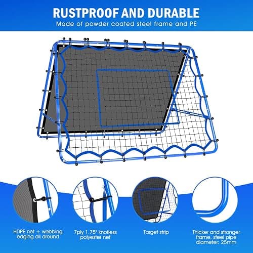 Winthai Soccer Rebounder Net, Quick-Switch Angle Dual-Sided/Dual/Three Mode Easy Setup Soccer Goal Rebounder for Control, Passing Practice, Soccer Training Gifts Aids & Equipment for Kids,Teens&Adults thumbnail 6