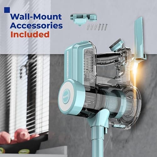 Roomie Tec Corded Stick Vacuum Cleaner - 450W, Lightweight 2 in 1 Handheld with Powerful Suction, Bagless HEPA Filter, Large Dust Capacity, 20ft Cable - Ideal for Floors, Dorm Room, & Home Cleaning thumbnail 5
